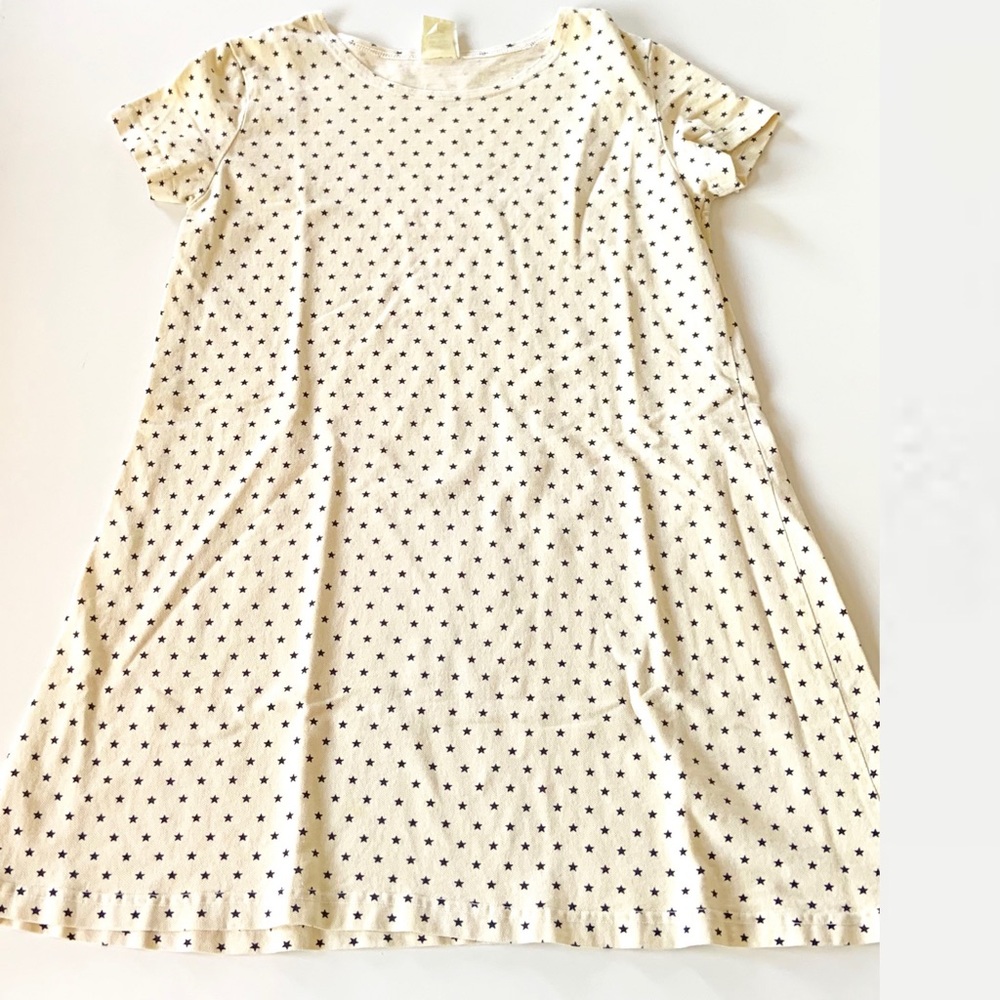 Vintage Hot Cotton T-shirt Dress Ivory Navy Star M - Picture 2 of 6